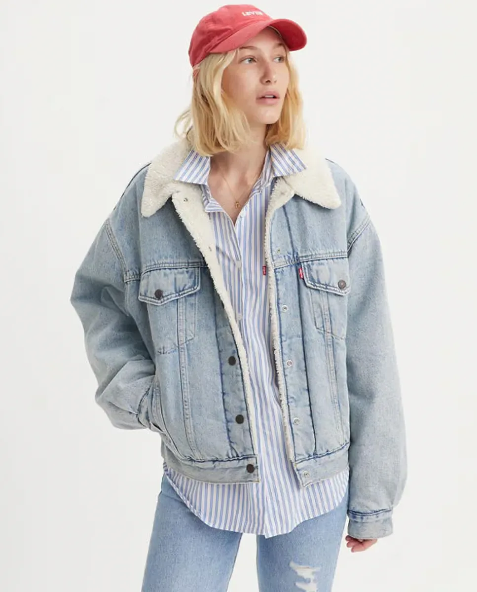 Женская ковбойская куртка с внутренней отделкой из овчины Levi's, светло-голубой — фото 4