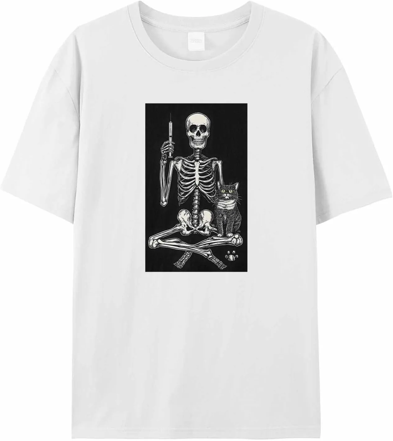 

Мужская футболка с белым скелетом, короткий рукав, Crewneck jdudh