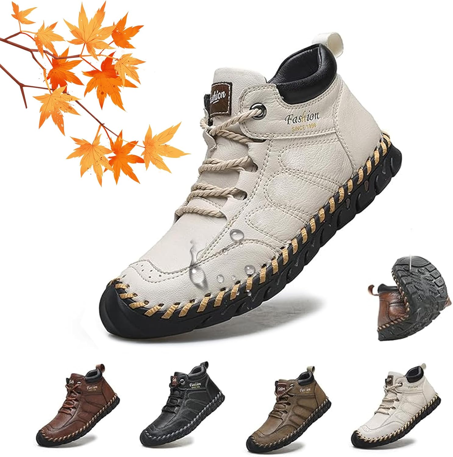 

Мужские вручную изготовленные премиальные кожаные слипоны для вождения - широкий носок, поддержка свода стопы, водонепроницаемые, нескользящие, легкие и удобные обувь для прогулок на улице Wxdstw, белый