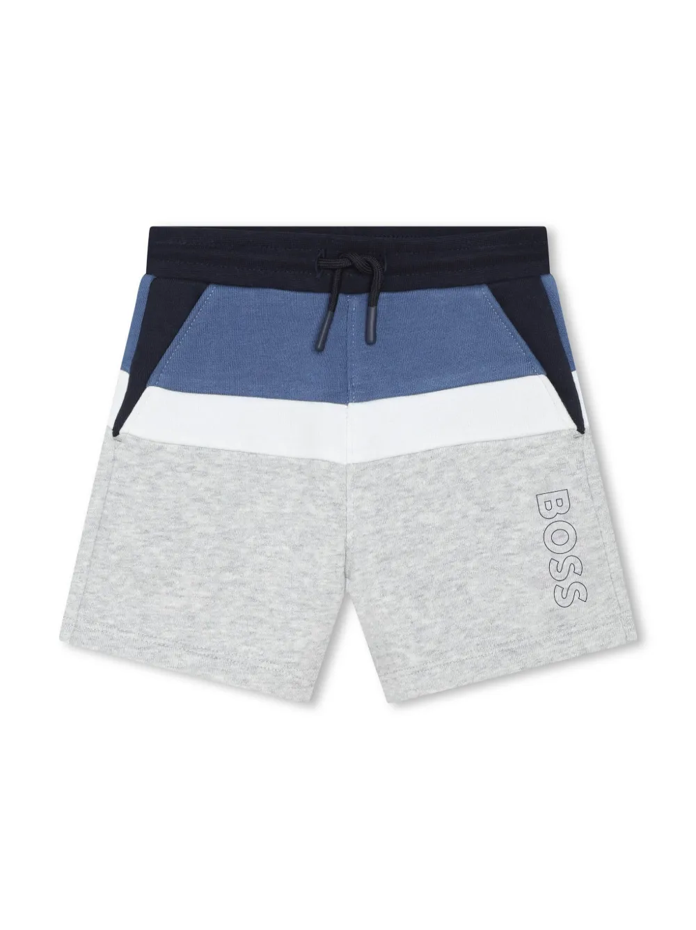 

Шорты в стиле колор-блок с логотипом BOSS Kidswear, серый