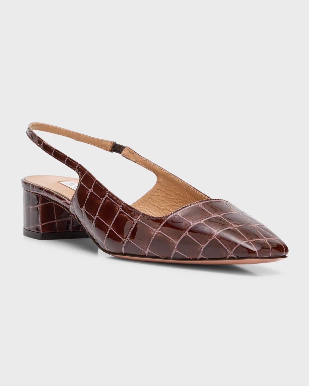 Балетки Ginza Croco с пяткой на пятке Aquazzura, цвет Espresso — фото 2