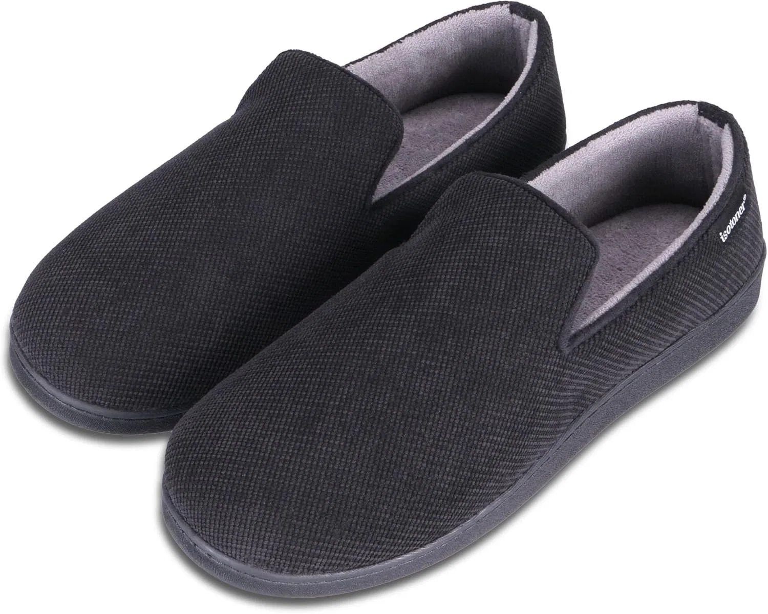 Тапочки мужские из вельвета с эффектом памяти, Black isotoner — фото 4