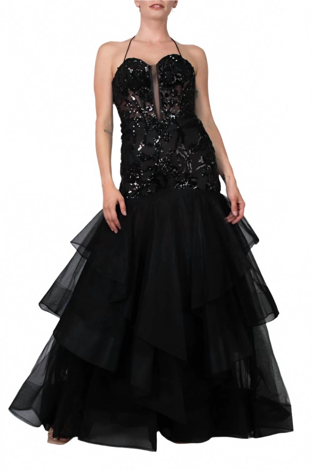 

COLORS DRESS Платье с вышивкой и глубоким декольте, черное