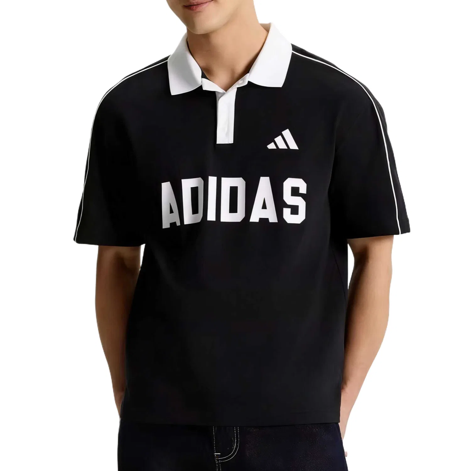 Поло унисекс Black с воротником поло, умеренная Adidas