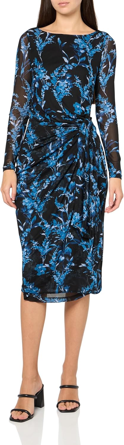

Женское платье миди с сетчатой подкладкой и завязками по бокам от Tommy Hilfiger, Black/Blue