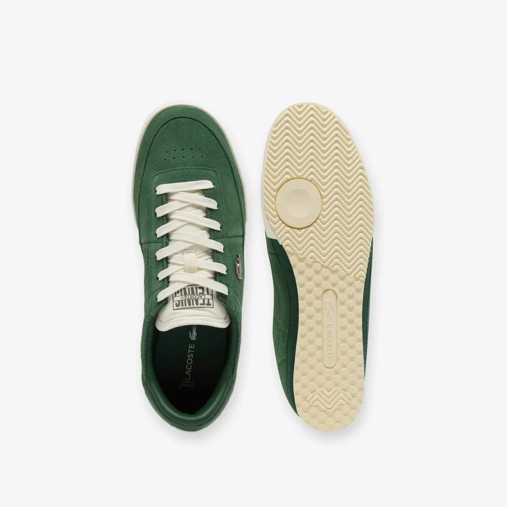 Мужские сникеры Aura из замши тёмно-зелёные от Lacoste — фото 4
