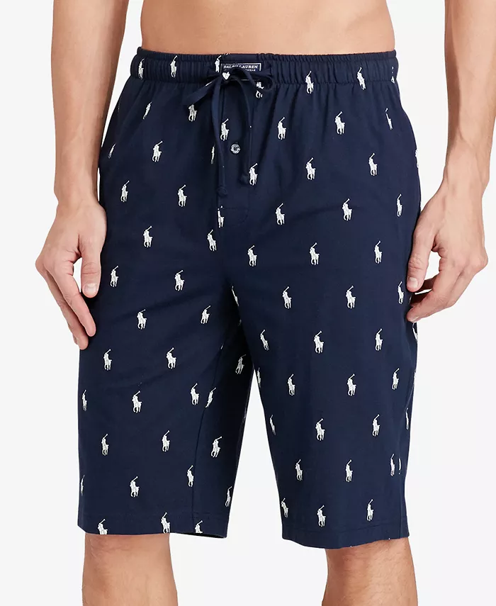 

Мужские хлопковые пижамные шорты с логотипом Polo Ralph Lauren, синий