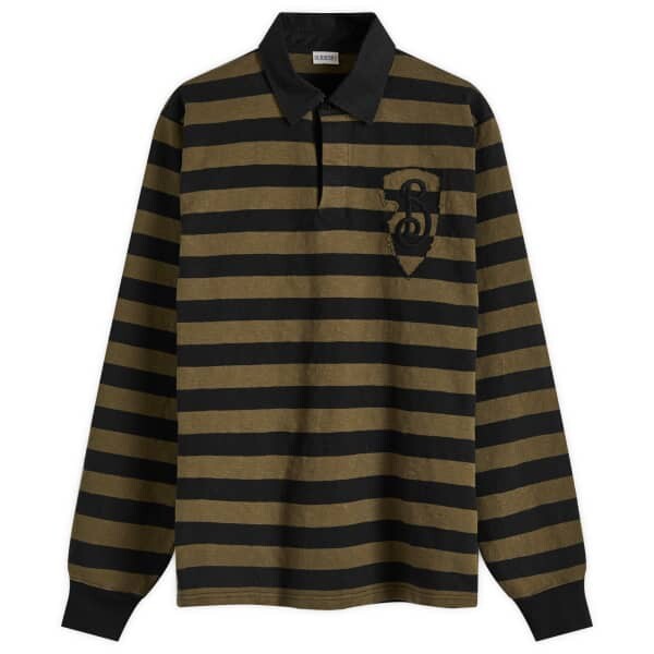 

Поло с логотипом Shield и полосками Burberry, зеленый