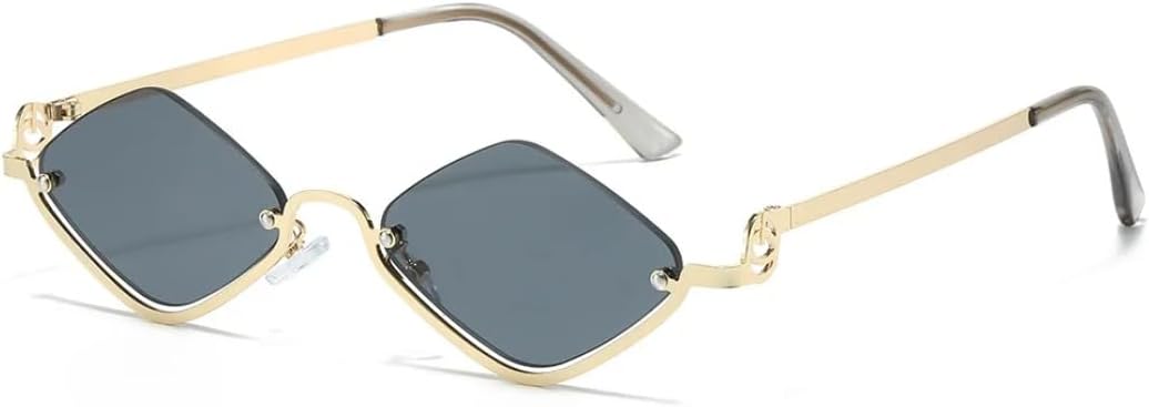 

Роскошные металлические солнцезащитные очки в полуободковой оправе с бриллиантами для женщин и мужчин в стиле ретро с защитой от УФ-излучения UV400 TYUVIVO, Golden Black