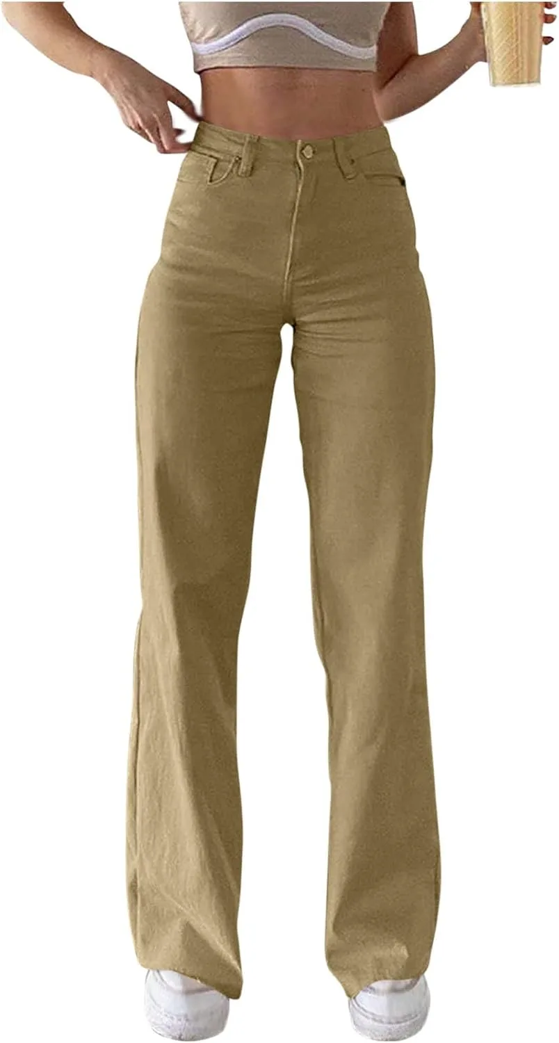 

Джинсы для женщин Straight Leg High Waisted Stretchy