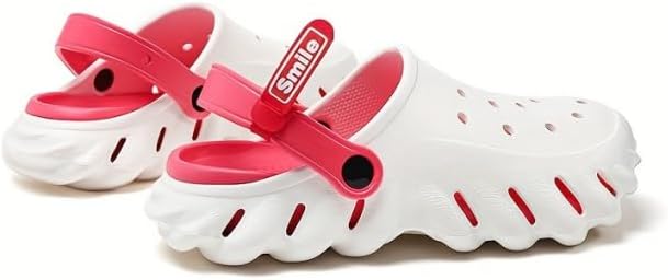 

Мужские садовые сабо с воздухопроницаемым полым дизайном - удобная обувь-слипоны для пары для пляжа Azttoztto, белый/розовый