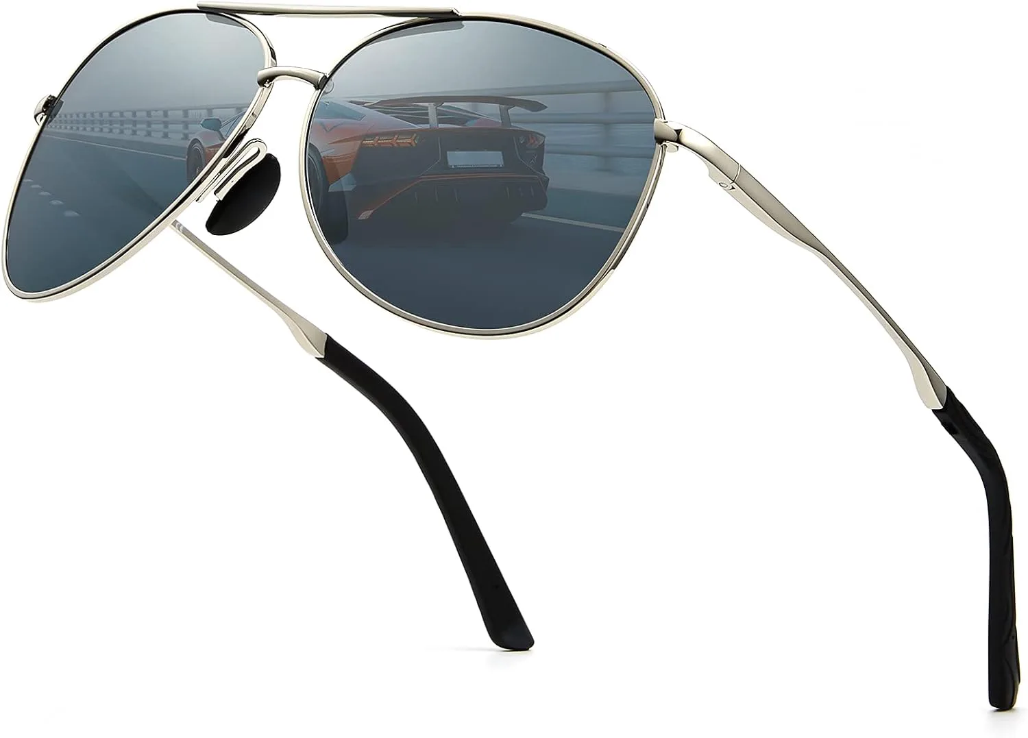 

Солнцезащитные очки Cyxus в стиле ретро «Авиатор» (2 шт.) для женщин и мужчин, поляризованные, с защитой UV400, винтажные, в стиле 70-х, с двойной перемычкой, Grey