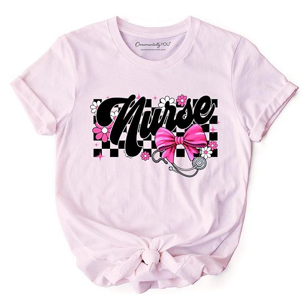 

Футболка в стиле ретро с цветочным принтом и розовым бантом Ornamentallyyou, Pink