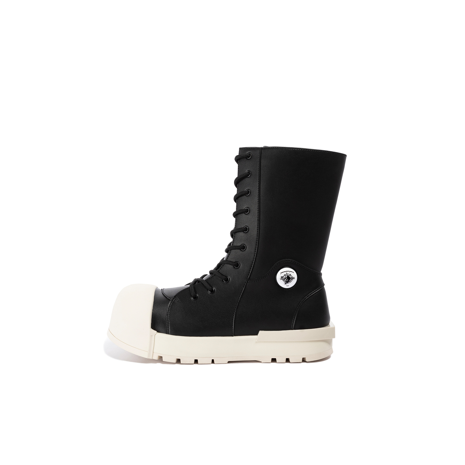 

FVVO Чёрные унисекс ботинки до середины икры в чёрно-белом цвете, цвет Mid-Calf Black White