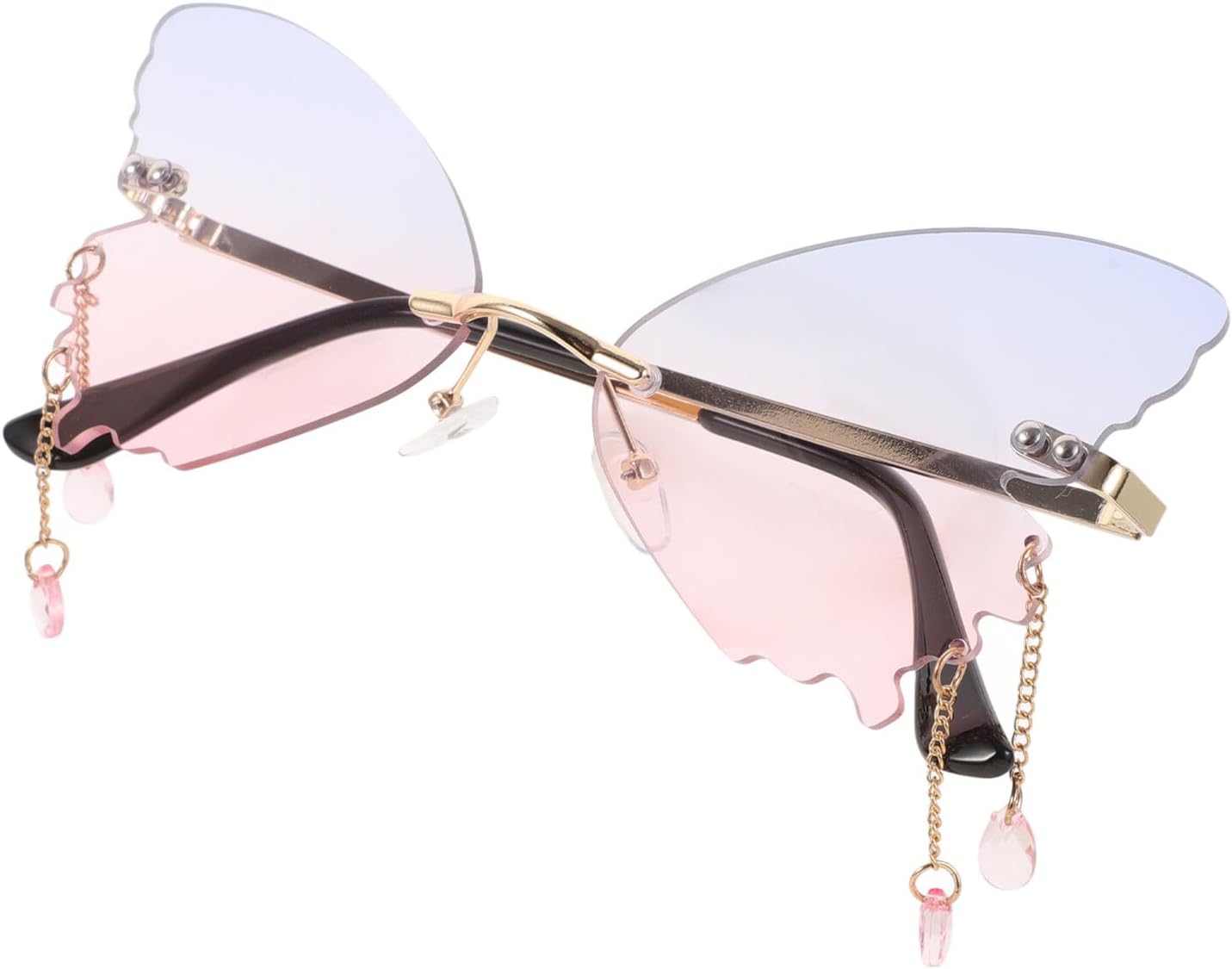 

Солнцезащитные очки FRCOLOR Butterfly без оправы, сине-розовые линзы, золотая оправа, модные женские очки для торжественных случаев, стильные очки в уличном стиле, Multi