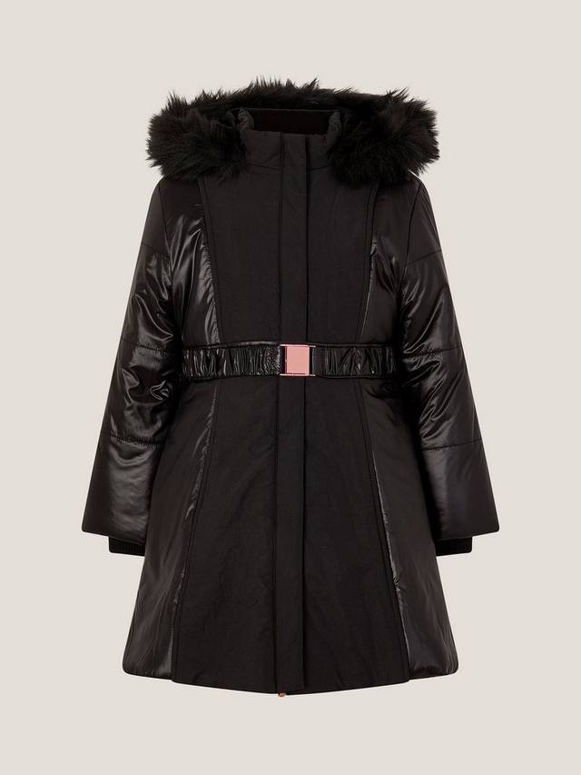 

Детское матовое и глянцевое пальто с капюшоном Monsoon, Black