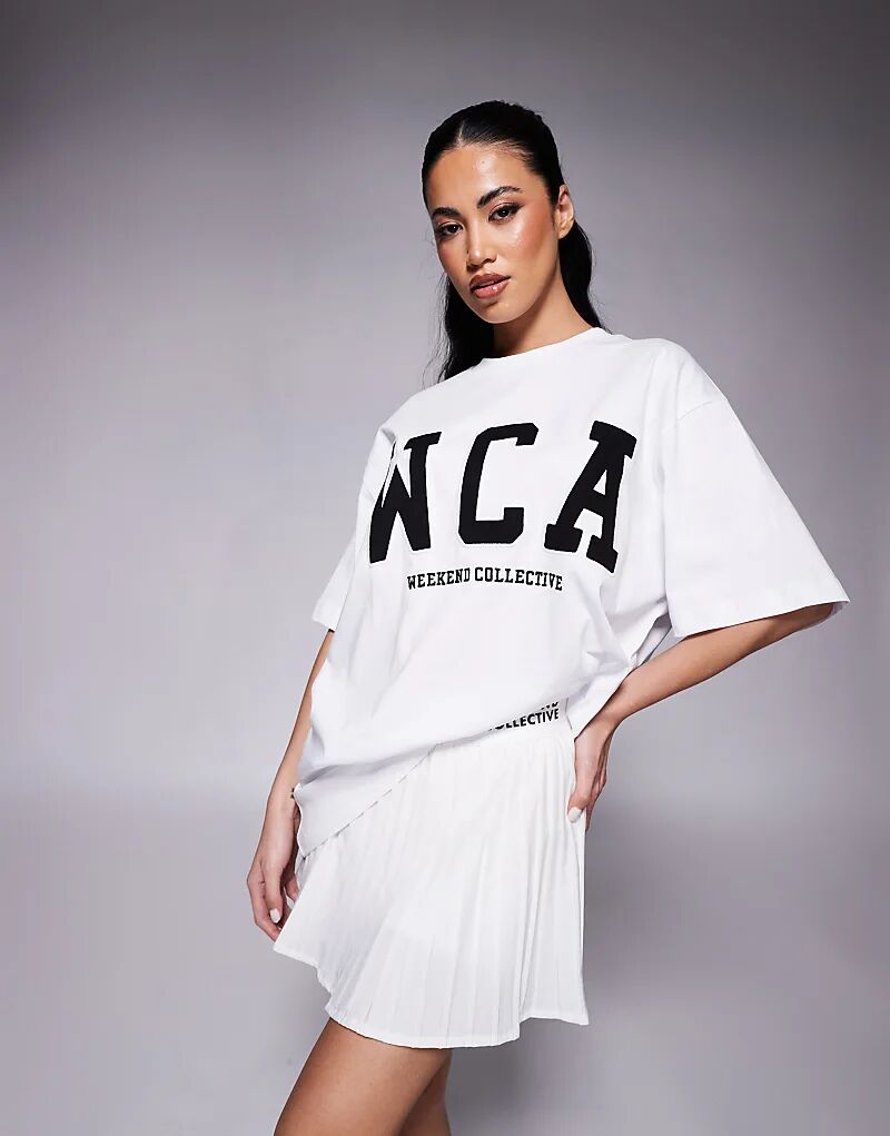 

Футболка Weekend Collective Icon большого размера с вышитой графикой WCA белого цвета Asos Weekend Collective