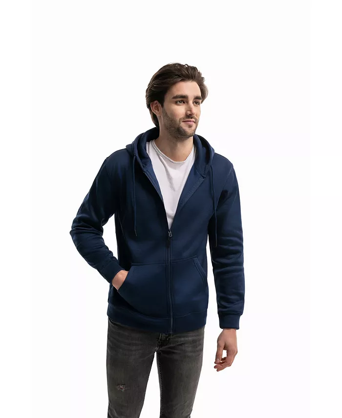 

Большой и высокий премиальный худи на молнии для мужчин с гладкой шелковистой матовой отделкой и уютной флисовой подкладкой свитер с капюшоном Mio Marino, синий