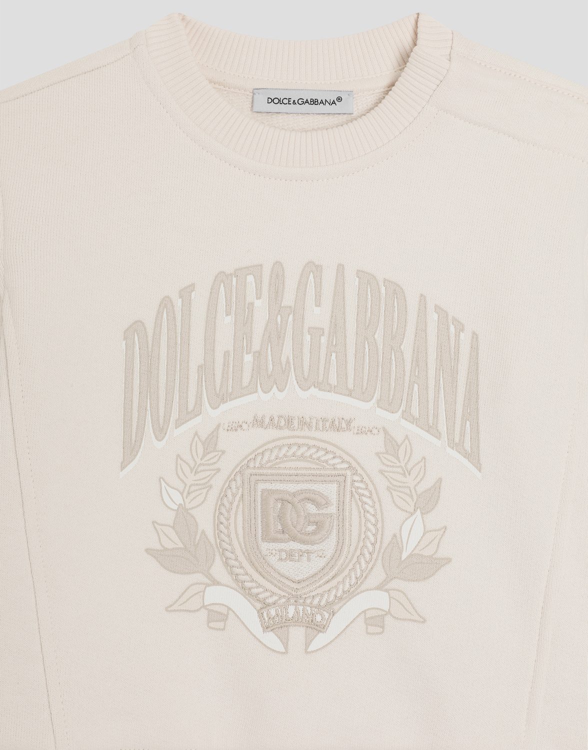 Свитшот с круглым вырезом с принтом Dolce&Gabbana, бежевый — фото 4