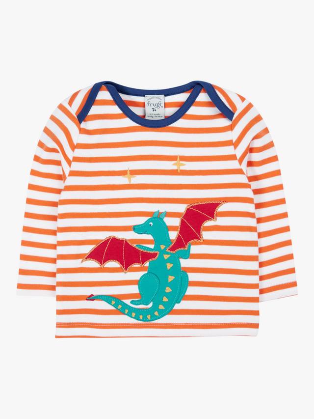 

Детская хлопковая футболка с длинными рукавами и аппликацией Frugi, Salamander/Dragon