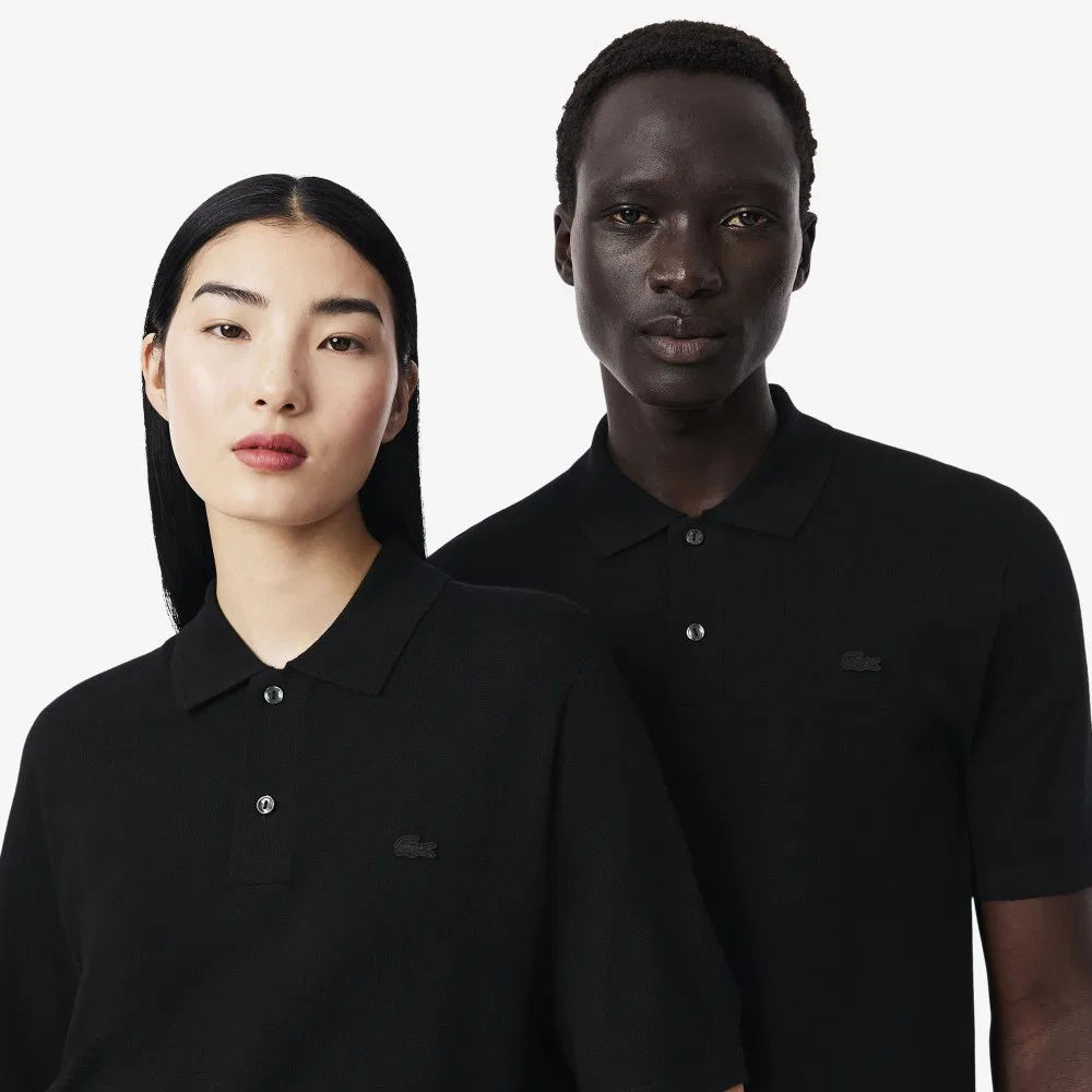 Мужское летнее поло-свитер из мериносовой шерсти, чёрное, от Lacoste — фото 2