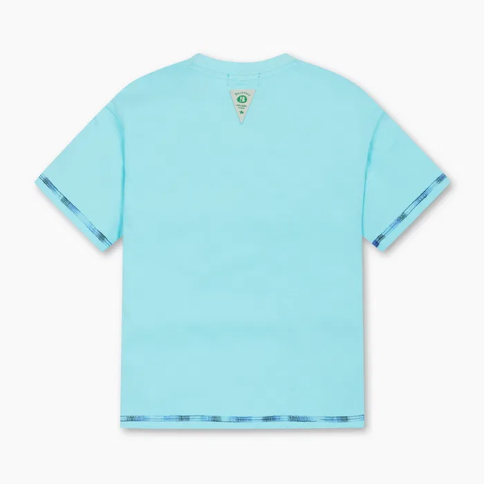 Детская футболка с тропическими волнами, светло-голубая, от Benetton Kids — фото 2