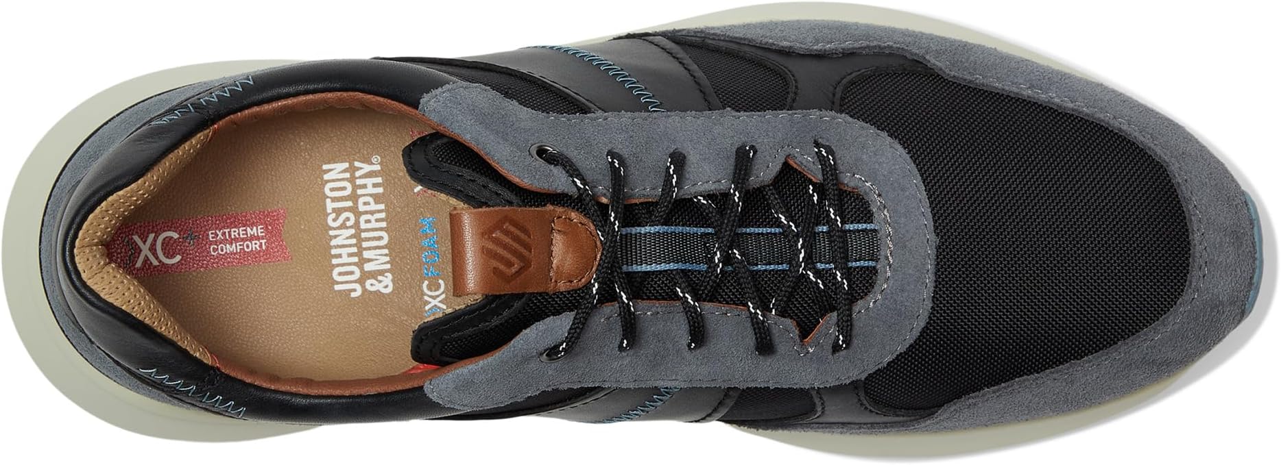 Кроссовки Johnston & Murphy Xc Declan Jogger, цвет Gray Waterproof Suede/Black Waterproof Full Grain — фото 2
