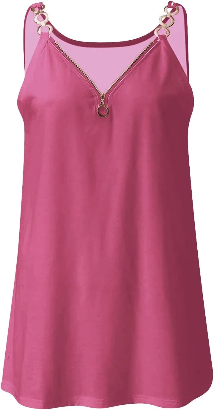Майка женская на тонких бретелях, свободный крой, A02_hot Pink — фото 4
