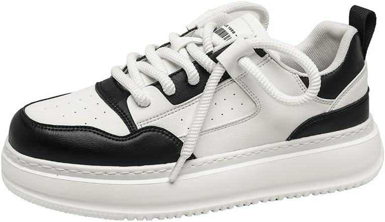 

Мужские кожаные кроссовки на шнуровке, удобная обувь для ходьбы, с амортизирующей подошвой, утягивающие кроссовки для мужчин, повседневные скейт-кроссовки Trcloltc, белый/черный