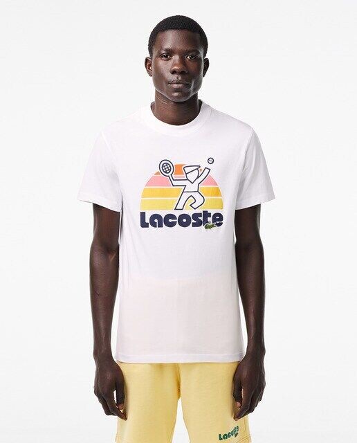 

Футболка с эффектом стирки и теннисным принтом Lacoste, белый