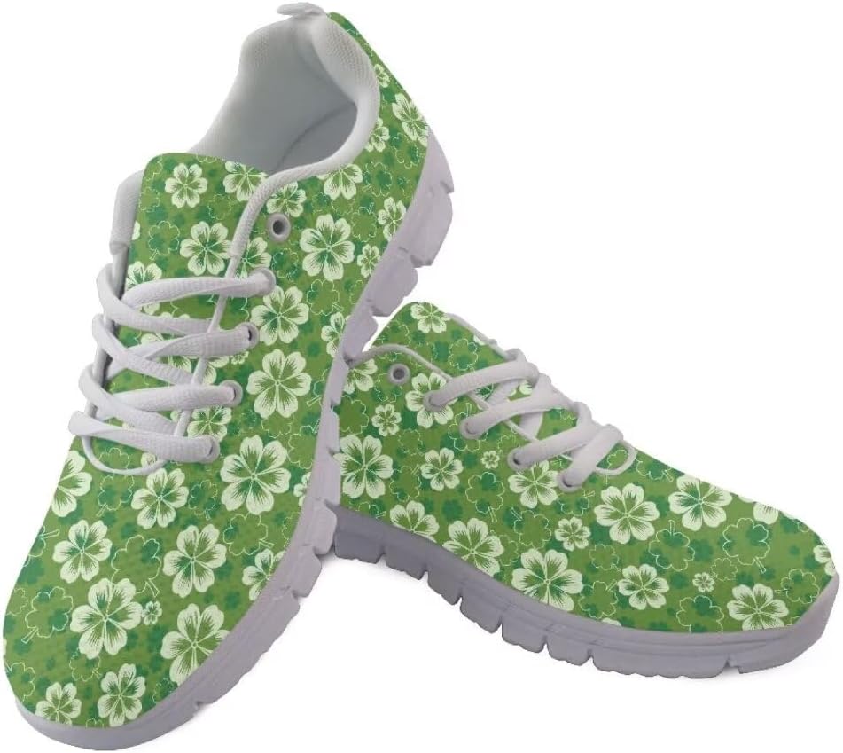 

Кроссовки Jeiento ко Дню Святого Патрика для женщин, беговые кроссовки для мужчин и подростков, обувь с зеленым узором листьев, сетчатые спортивные кроссовки для спортзала, модные кроссовки для вечеринок, походов, прогулок и повседневной носки