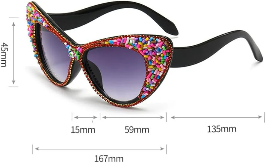

Большие солнцезащитные очки «кошачий глаз» для женщин, украшенные стразами и бриллиантами, в стиле панк, с защитой от ультрафиолета UV400, винтажные очки HDUBFY, 2
