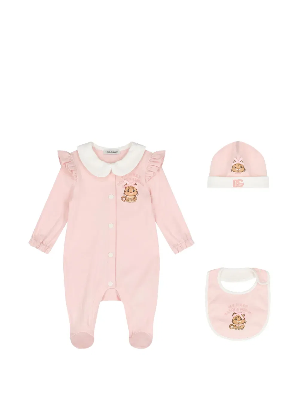 Хлопковый комплект детского комбинезона Dolce & Gabbana Kids, розовый