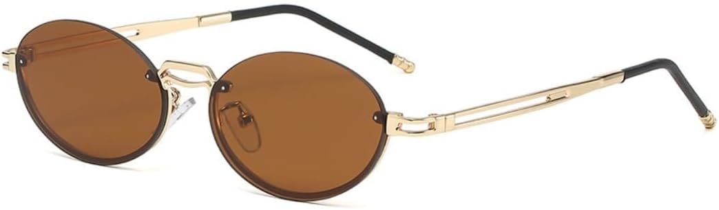 

Солнцезащитные очки для мужчин и женщин - защита UV400 - маленькая овальная оправа с металлическими шарнирами для занятий спортом на открытом воздухе и вождения LXLHWN, Tyj211-3