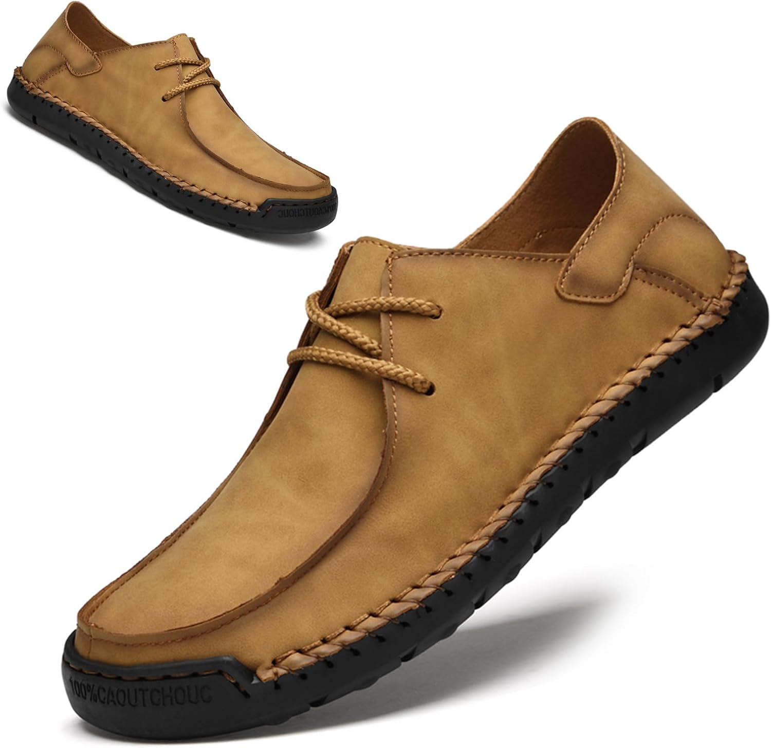 

Мужские повседневные кожаные туфли Lossarye ручной работы, легкие удобные шнурованные мокасины для вождения и прогулок, кроссовки, светло-коричневый