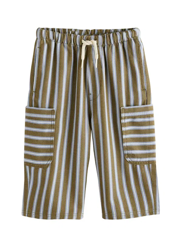 Шорты Regular fit wide on shorts Next, хаки-синий в полоску