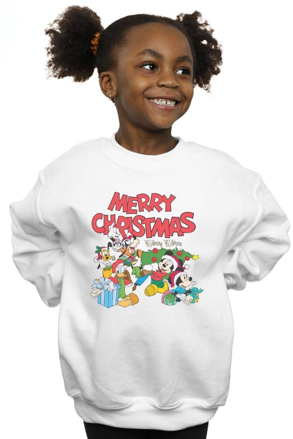 

Толстовка с надписью «Mickey And Friends Winter Wishes» Disney, белый