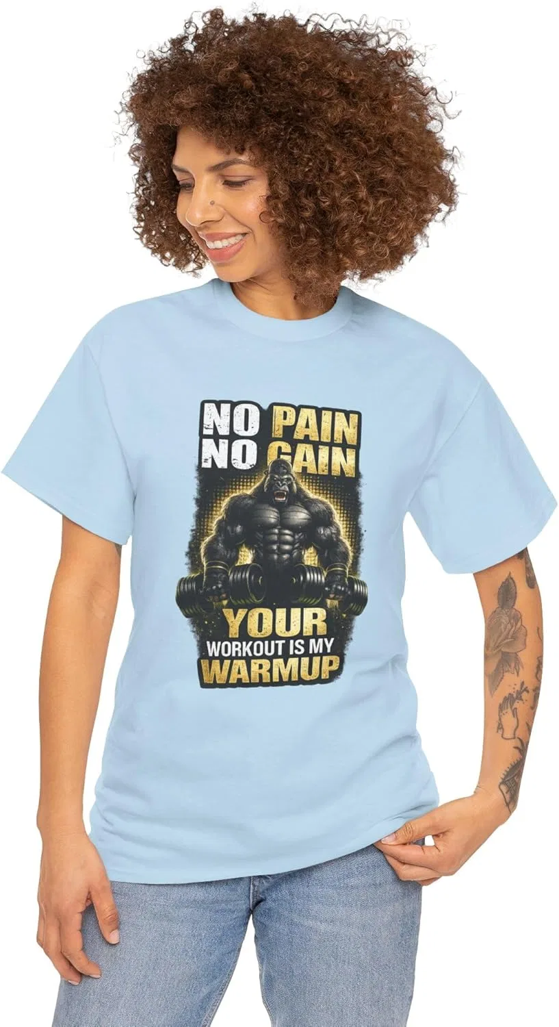 Футболка с принтом No Pain No Gain, GENERIC, Light Blue — фото 2