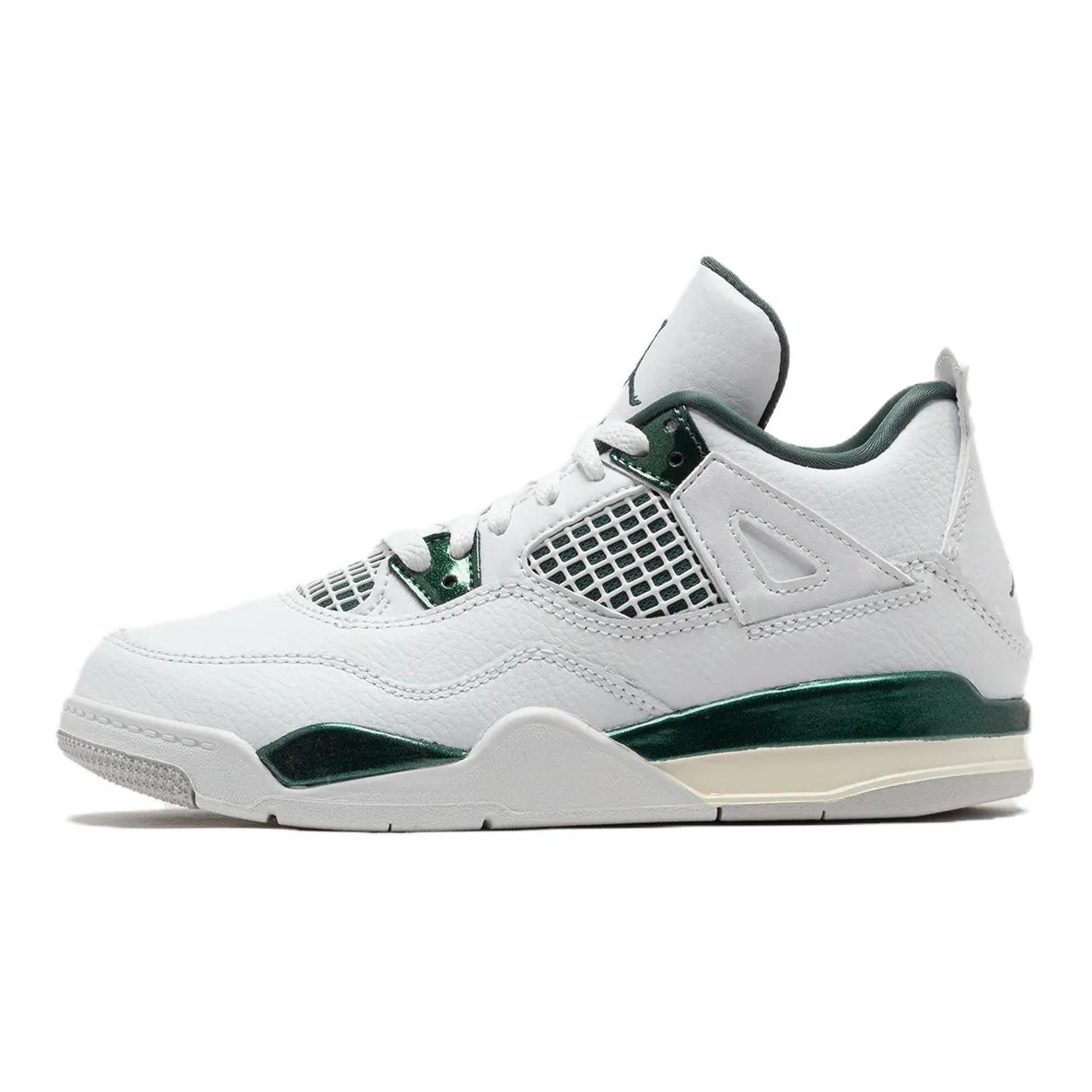 

Air 4 устойчивые к истиранию мид-топ детские повседневные кроссовки white green kids' Jordan, зеленый
