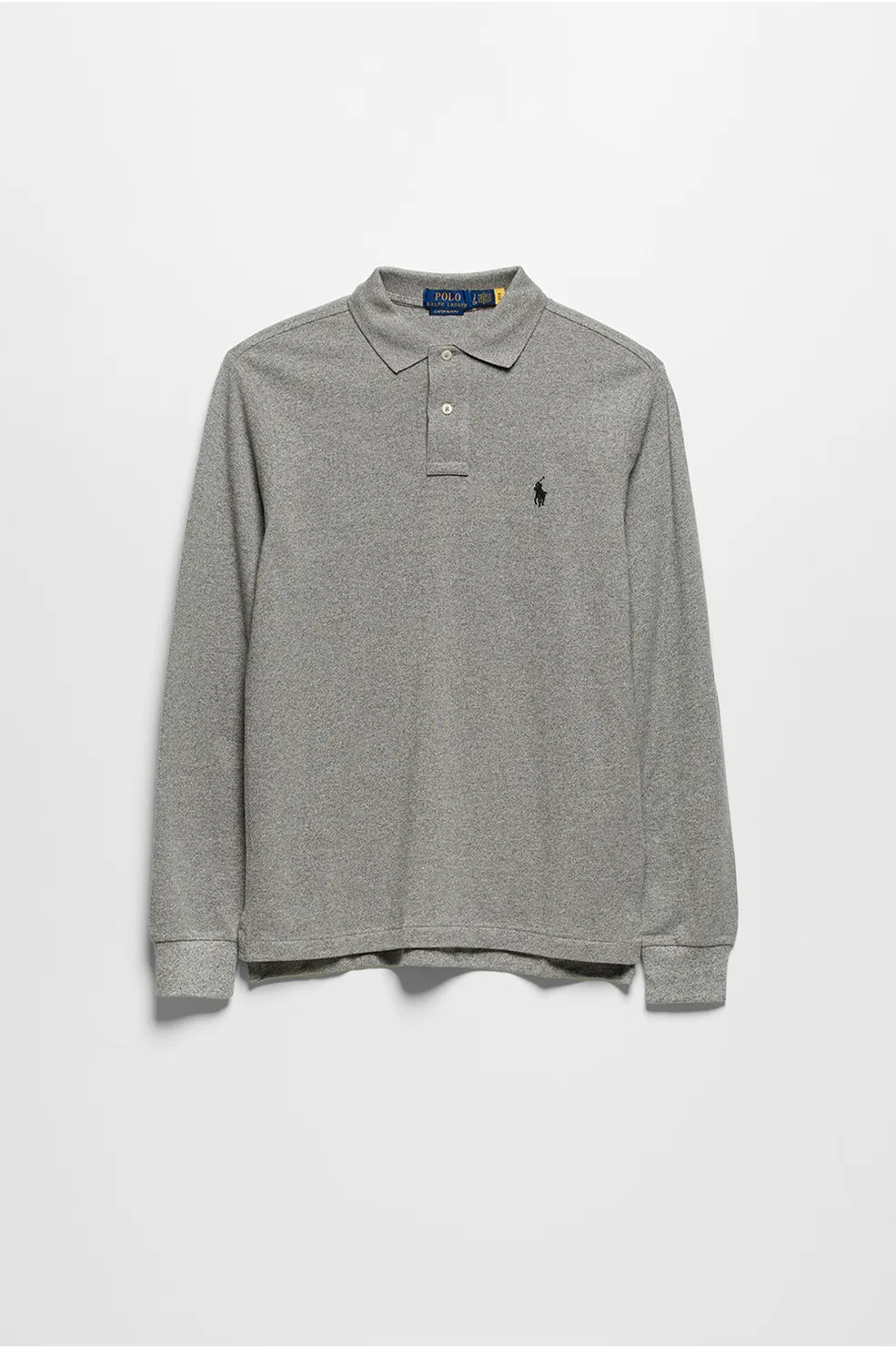 Мужская приталенная футболка-поло Custom Mesh серая от Polo Ralph Lauren — фото 3