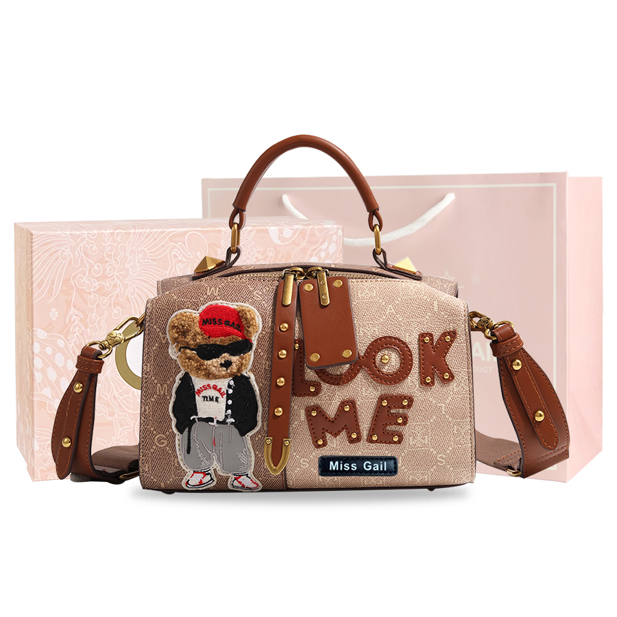 

MISS GAIL Искусственная кожа женская сумка через плечо, Lookme Brown (Gift Box Style)