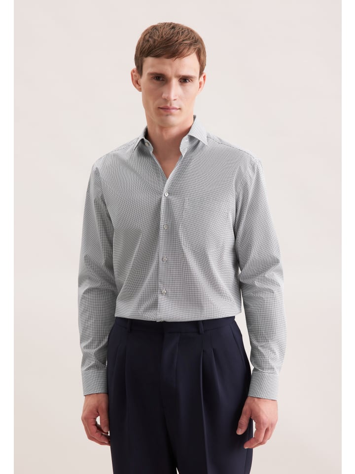 

Деловая рубашка, стандартного размера, темно-синего цвета Seidensticker