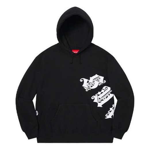 

Толстовка old english wrap hooded sweatshirt 'black white' Supreme, черный