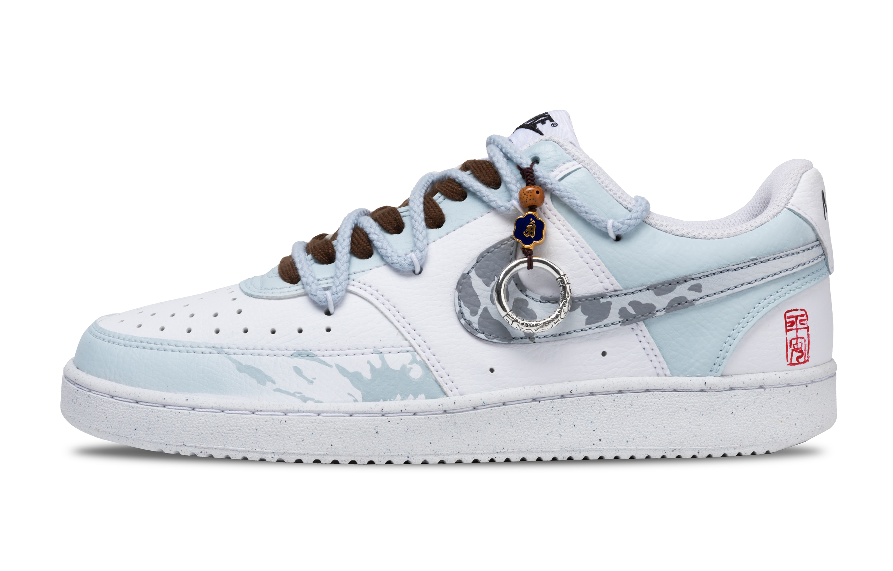 

Nike Кроссовки Court Vision 1 с низким верхом, нескользящие, мужские, белые, синие