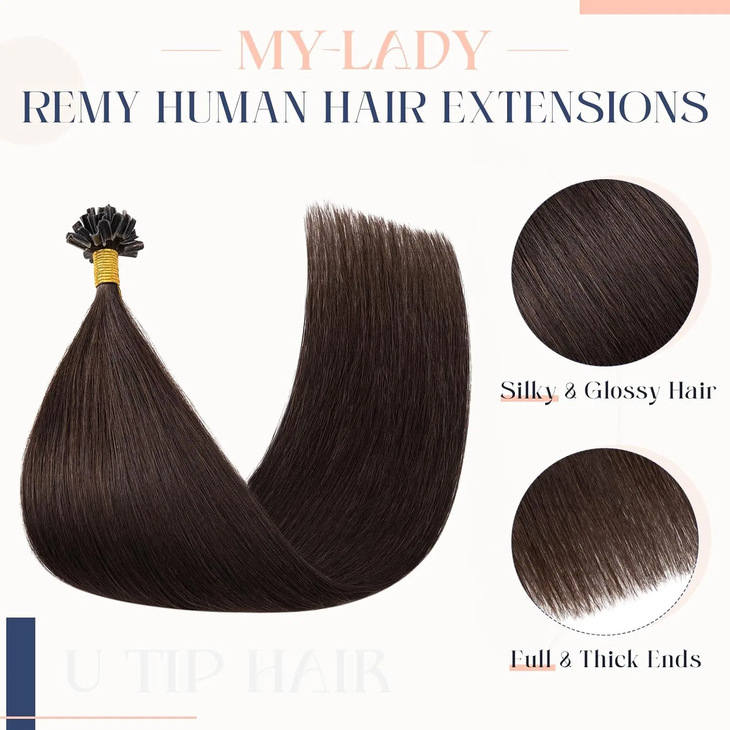 Наращивание волос MY-LADY Real Hair Extensions 60 см My-Lady, 2-02 Dark Brown — фото 3