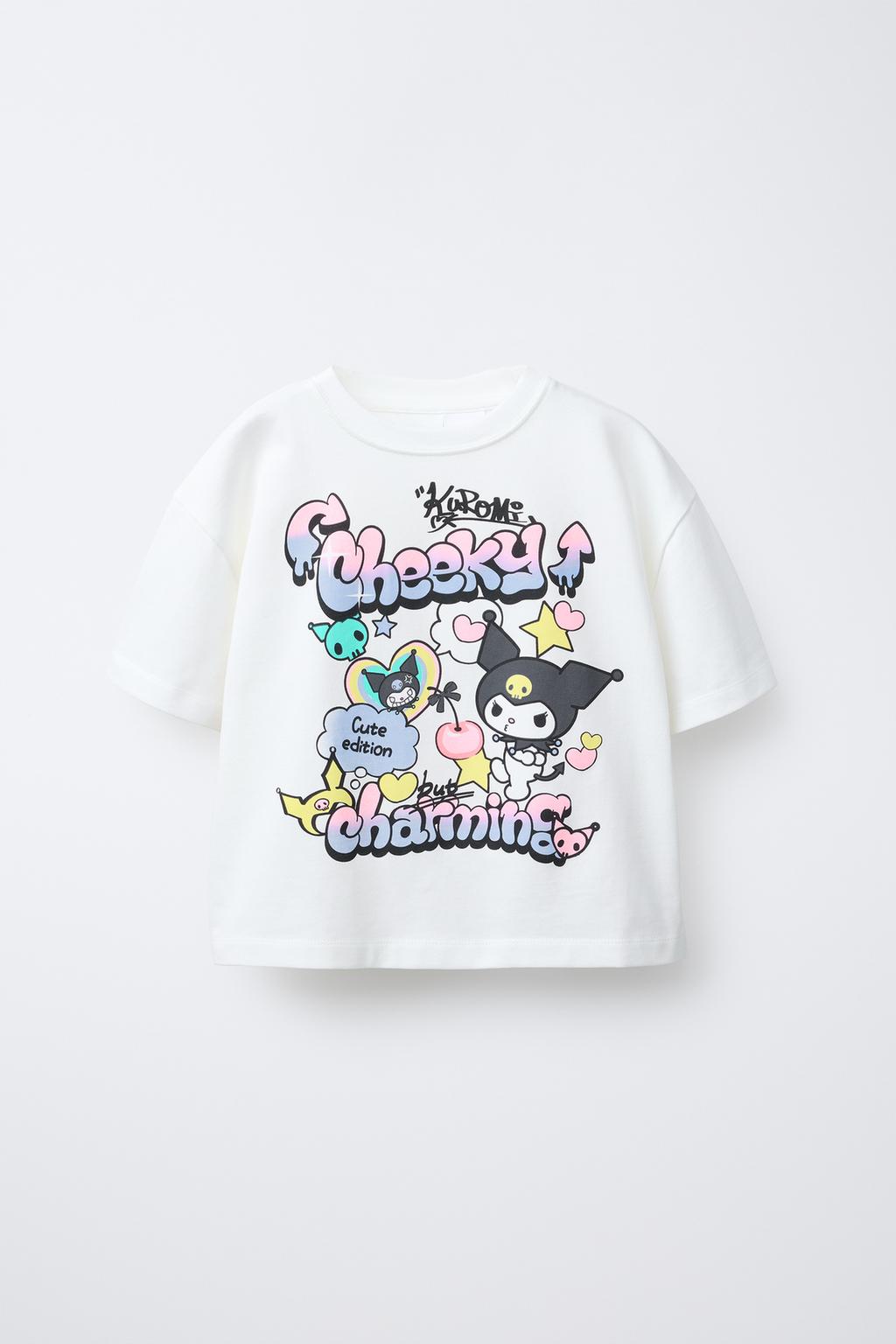 

Футболка с принтом kuromi sanrio ZARA, белый