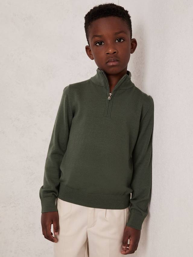 

Детский свитер Blackhall с воротником-стойкой на молнии Reiss, Kale Green