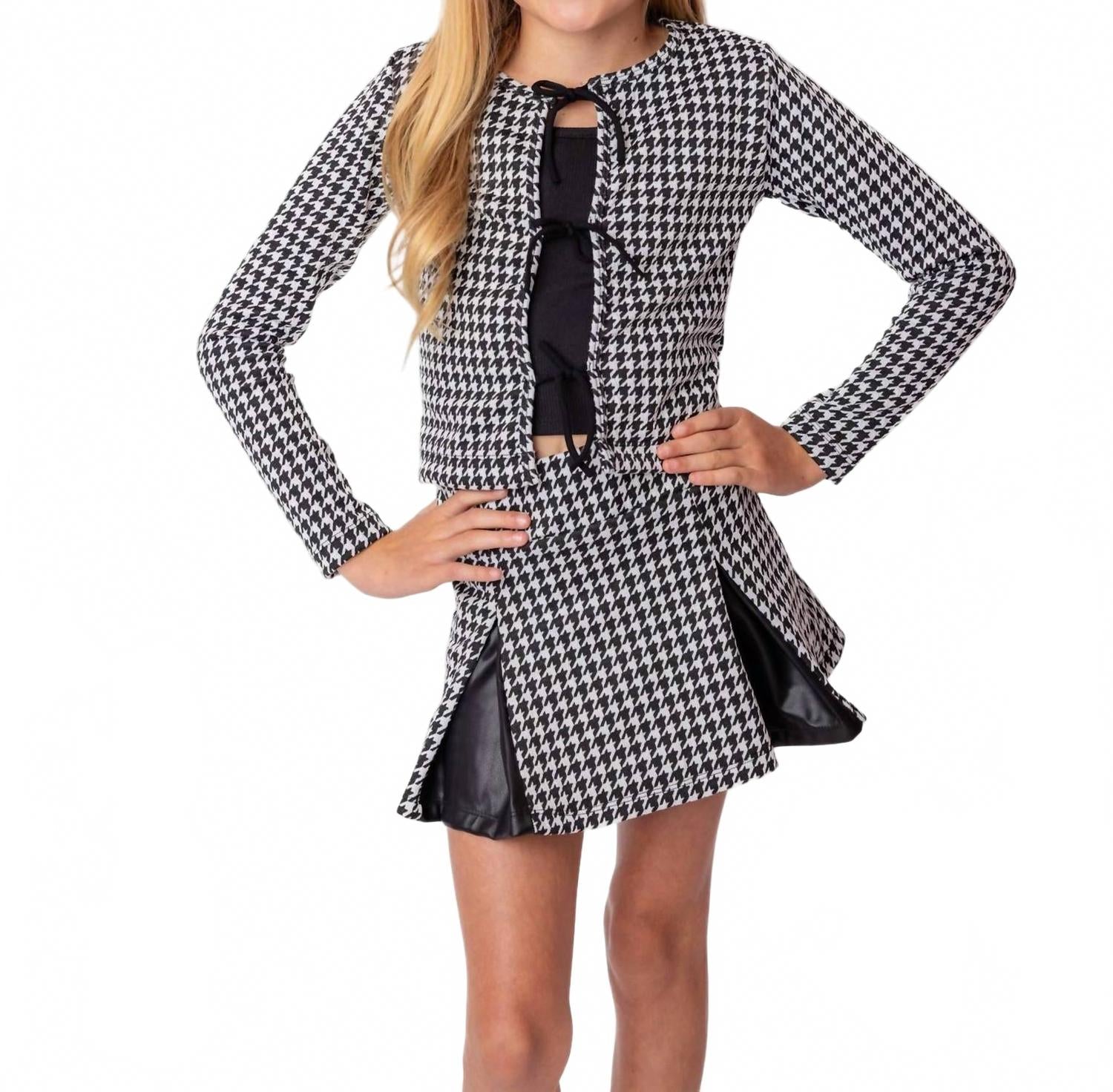 

Flowers by zoe Юбка в клетку «гусиная лапка» черно-белого цвета