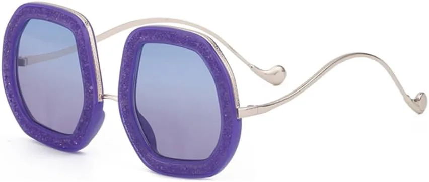 

Большие солнцезащитные очки неправильной формы для женщин, блестящие солнцезащитные очки с бриллиантами, многоугольные солнцезащитные очки MTZJH, C5 Purple