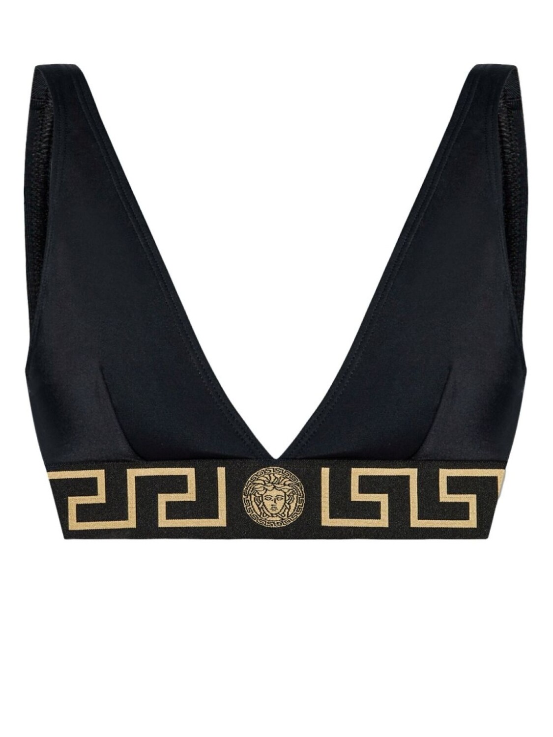 

Versace верх бикини с логотипом и поясом под резинкой, черный